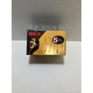 New Sealed 5 Pack RCA Audio Cassette Tapes 90 Minutes Blank Hi Fi Stereo